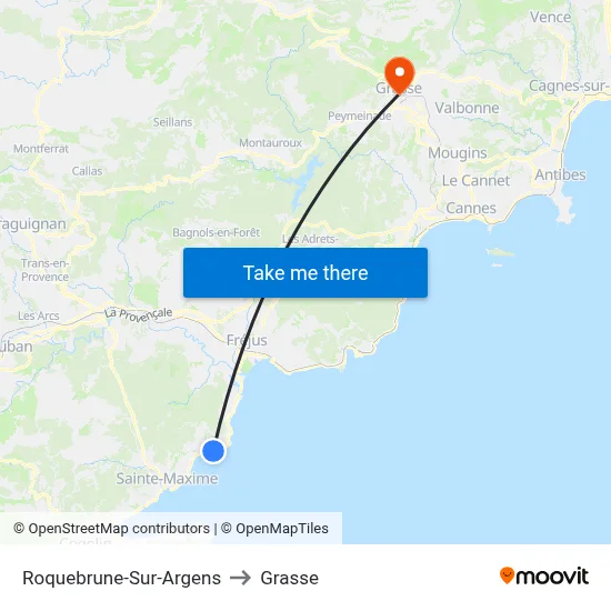 Roquebrune-Sur-Argens to Grasse map