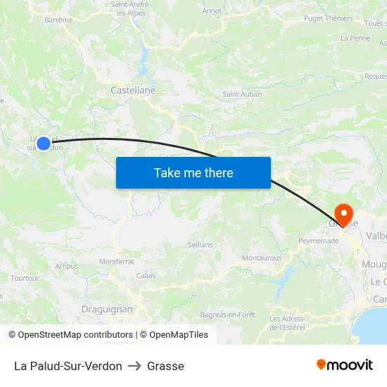 La Palud-Sur-Verdon to Grasse map
