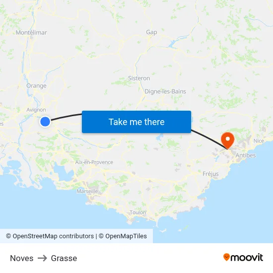 Noves to Grasse map