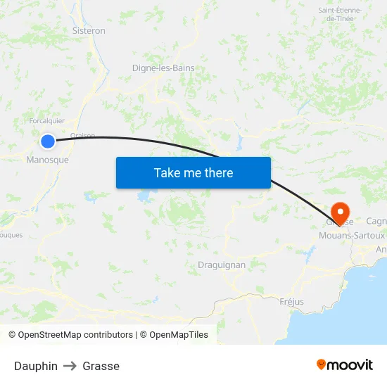 Dauphin to Grasse map