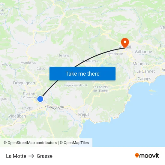 La Motte to Grasse map