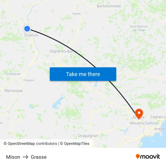 Mison to Grasse map