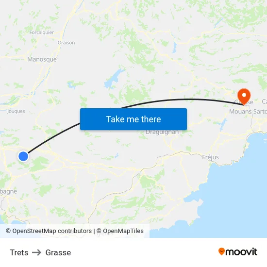 Trets to Grasse map