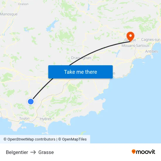 Belgentier to Grasse map
