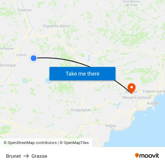 Brunet to Grasse map