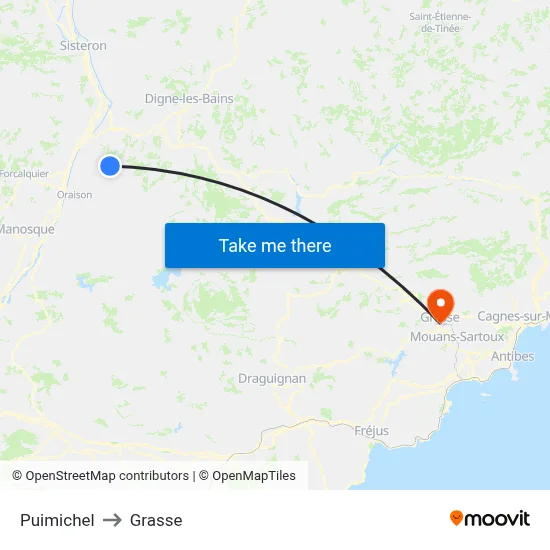 Puimichel to Grasse map