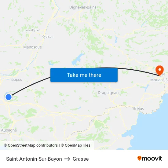 Saint-Antonin-Sur-Bayon to Grasse map