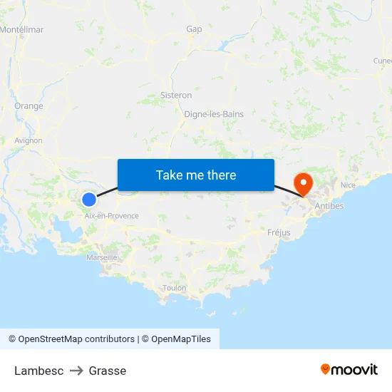 Lambesc to Grasse map