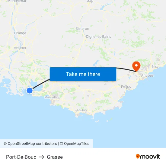Port-De-Bouc to Grasse map