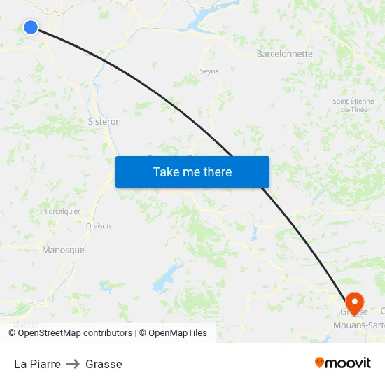 La Piarre to Grasse map