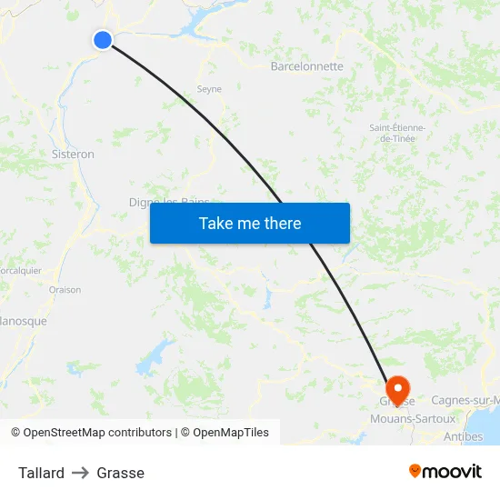 Tallard to Grasse map