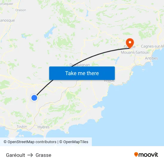 Garéoult to Grasse map