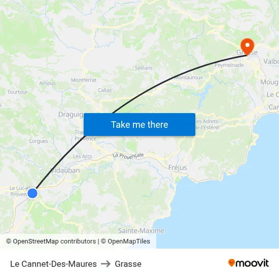 Le Cannet-Des-Maures to Grasse map