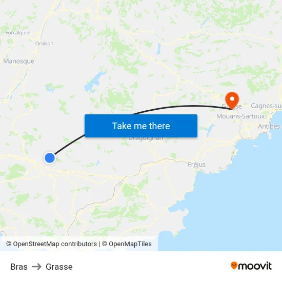 Bras to Grasse map