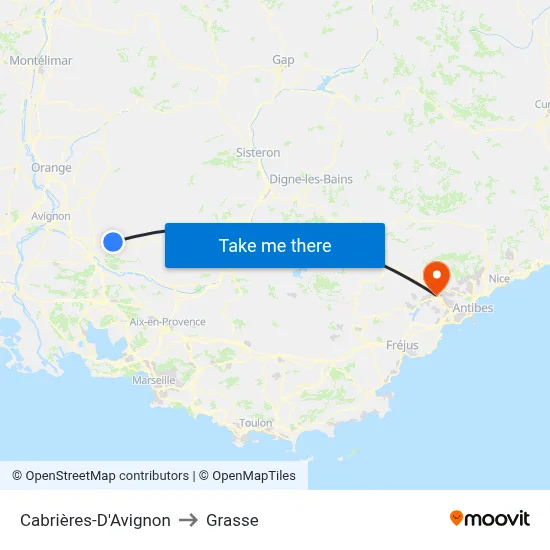 Cabrières-D'Avignon to Grasse map