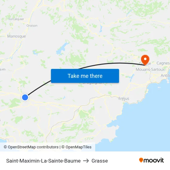 Saint-Maximin-La-Sainte-Baume to Grasse map