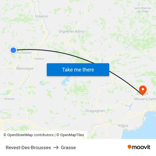Revest-Des-Brousses to Grasse map
