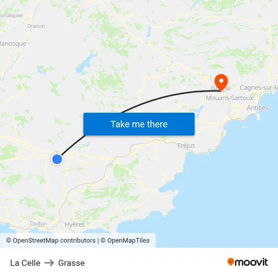 La Celle to Grasse map