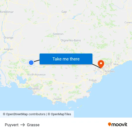 Puyvert to Grasse map