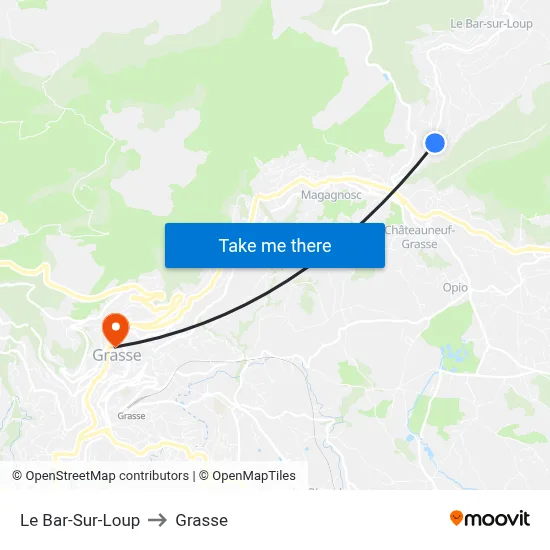 Le Bar-Sur-Loup to Grasse map