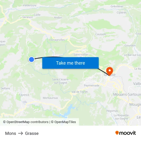 Mons to Grasse map
