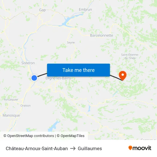 Château-Arnoux-Saint-Auban to Guillaumes map