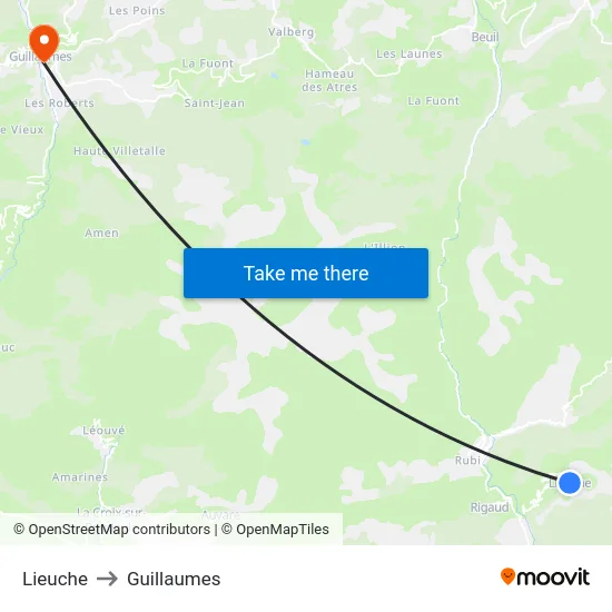 Lieuche to Guillaumes map