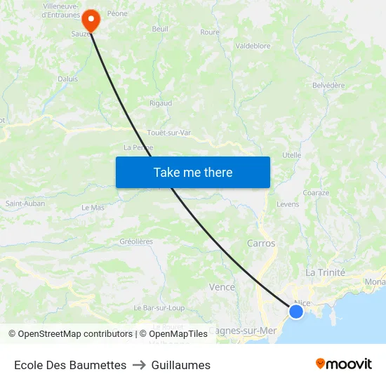 Ecole Des Baumettes to Guillaumes map