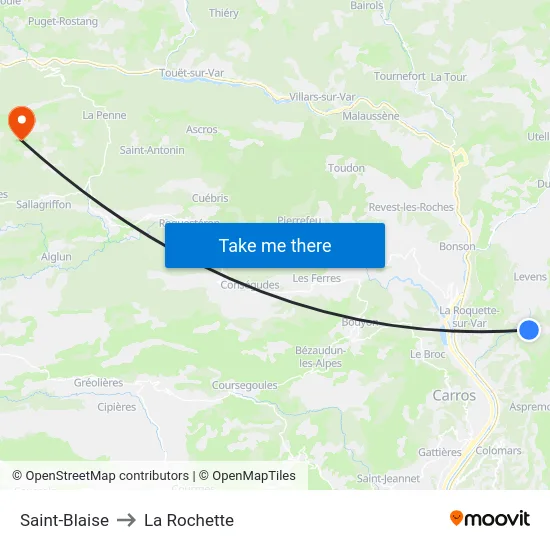 Saint-Blaise to La Rochette map