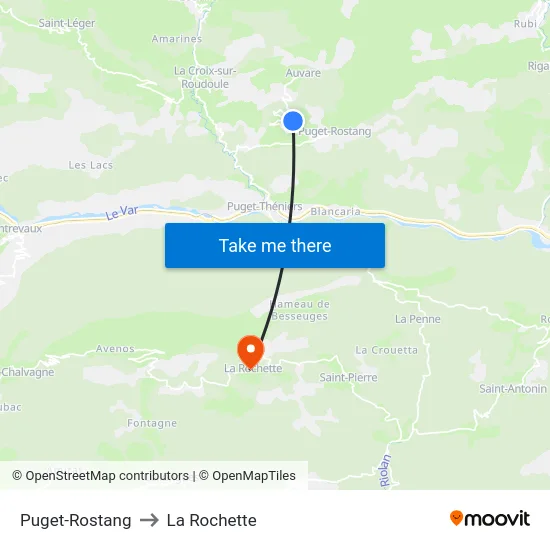Puget-Rostang to La Rochette map