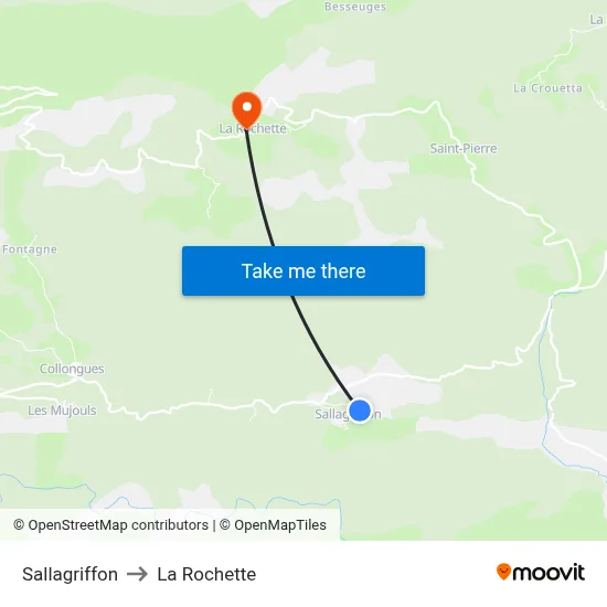 Sallagriffon to La Rochette map