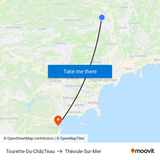 Tourette-Du-Chã¢Teau to Théoule-Sur-Mer map