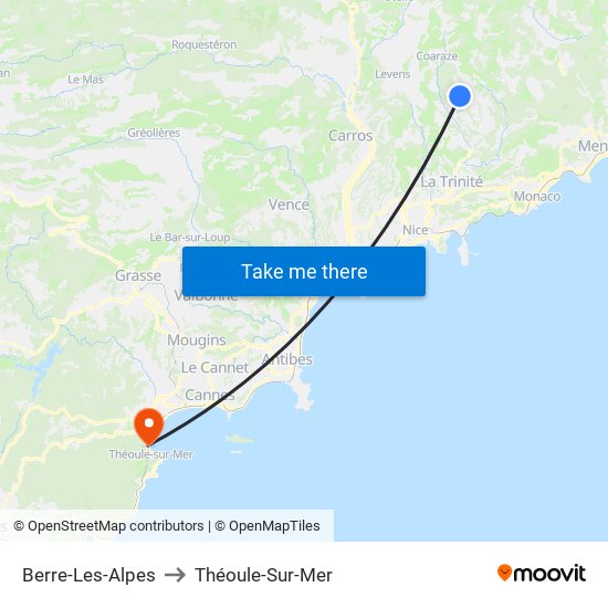 Berre-Les-Alpes to Théoule-Sur-Mer map