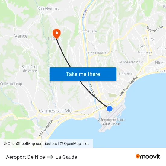 Aéroport De Nice to La Gaude map