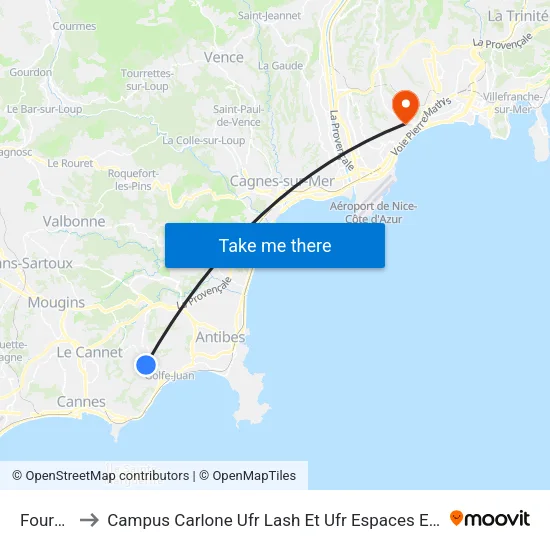 Fournas to Campus Carlone Ufr Lash Et Ufr Espaces Et Cultures map
