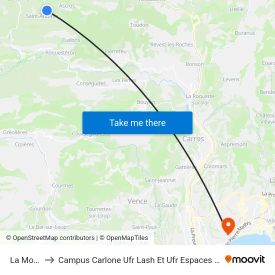 La Monee to Campus Carlone Ufr Lash Et Ufr Espaces Et Cultures map