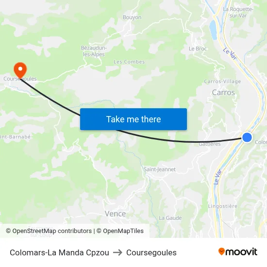Colomars-La Manda Cpzou to Coursegoules map