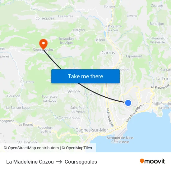 La Madeleine Cpzou to Coursegoules map