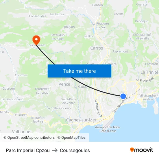 Parc Imperial Cpzou to Coursegoules map
