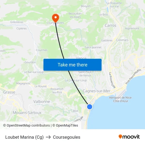 Loubet Marina (Cg) to Coursegoules map