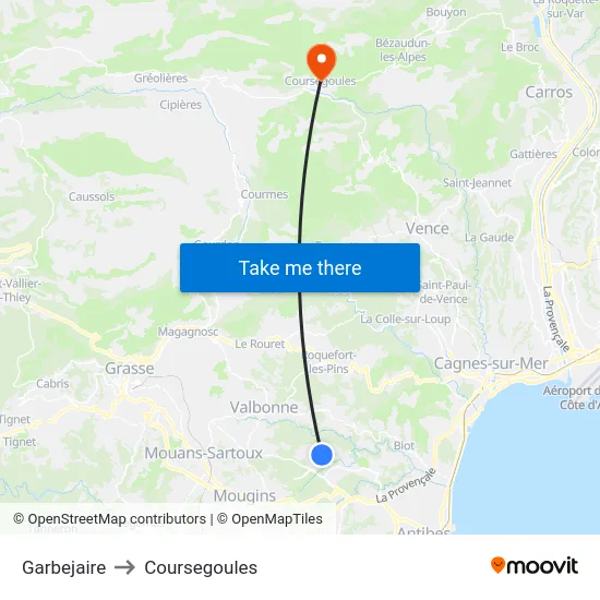 Garbejaire to Coursegoules map