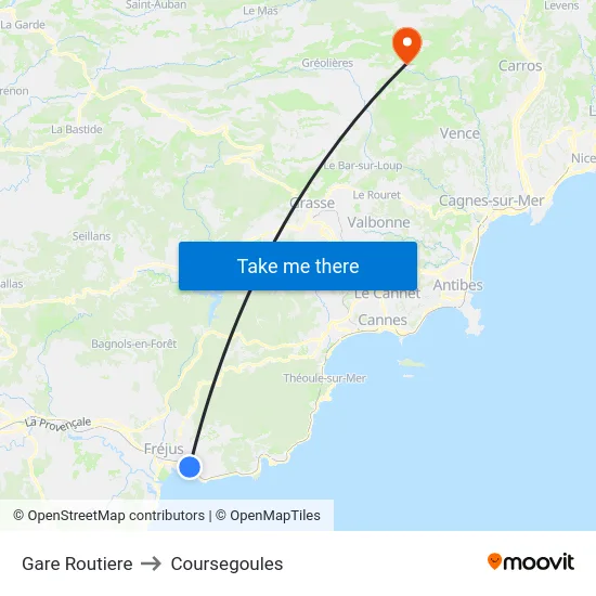 Gare Routiere to Coursegoules map