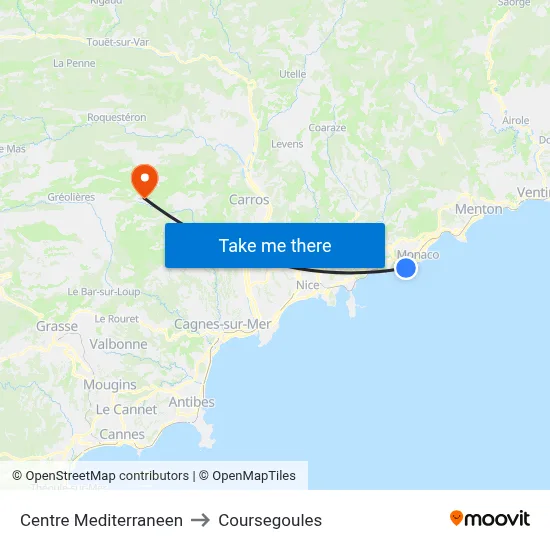 Centre Mediterraneen to Coursegoules map