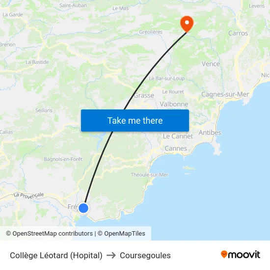 Collège Léotard (Hopital) to Coursegoules map