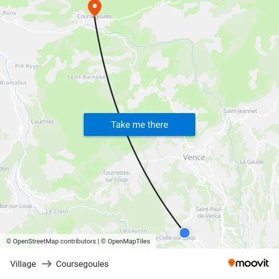 Village to Coursegoules map