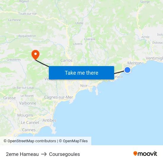 2eme Hameau to Coursegoules map