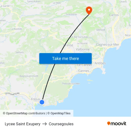 Lycee Saint Exupery to Coursegoules map