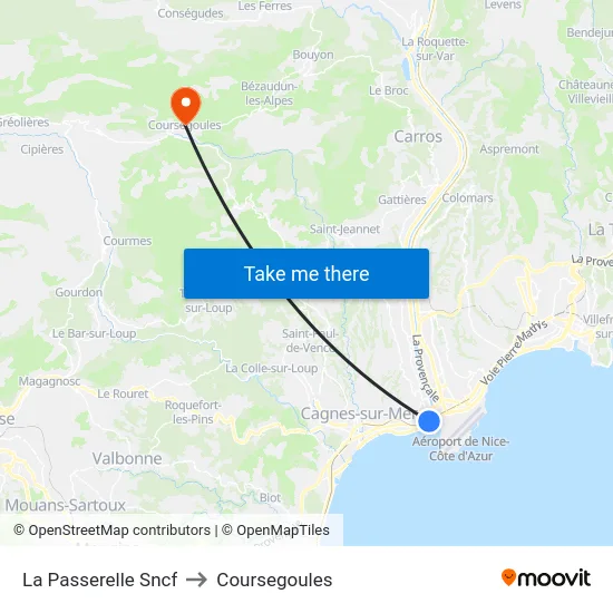 La Passerelle Sncf to Coursegoules map