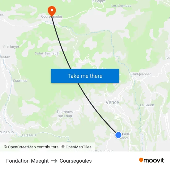 Fondation Maeght to Coursegoules map