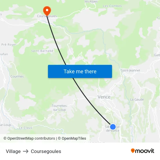 Village to Coursegoules map